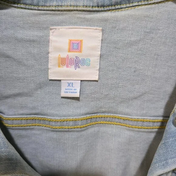 LuLaRoe Jean Jacket Size XL Light Blue Stretch Denim Casual Layering Piece - Picture 2 of 10